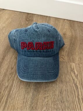 Parker Denim Baseball Cap in Blue with Red Embroidery